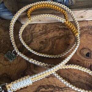 Dog Leash ~ 5' Cream & Honey & Gold Paracord w/ Extra Handle Heavy Duty Pretty